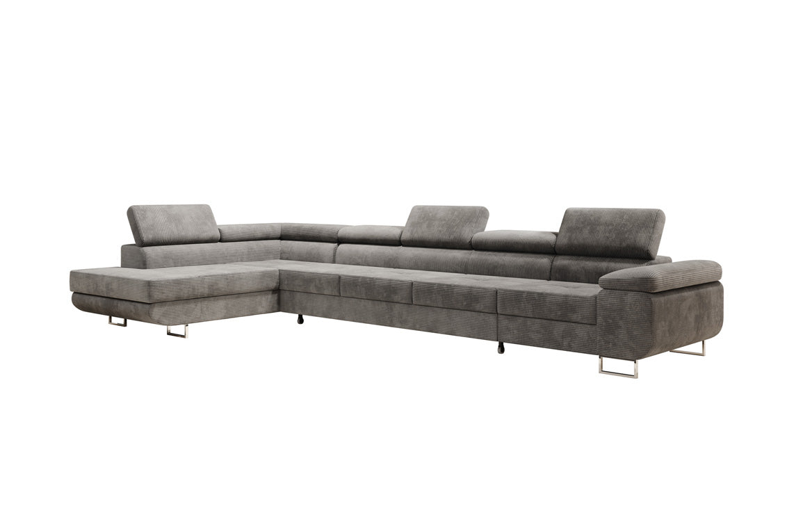 Projektowana sofa Maxi z funkcją spania i składania, obita kordem