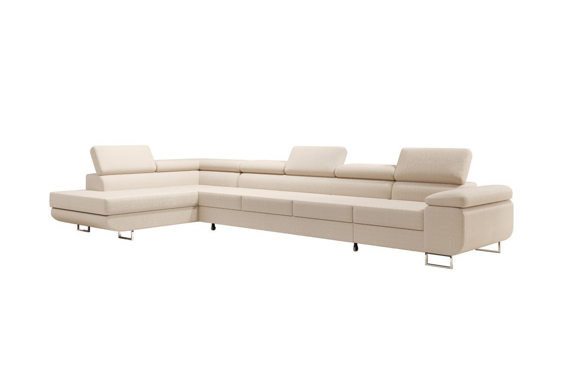 Projektowana sofa Maxi z funkcją spania i składania w bouclé