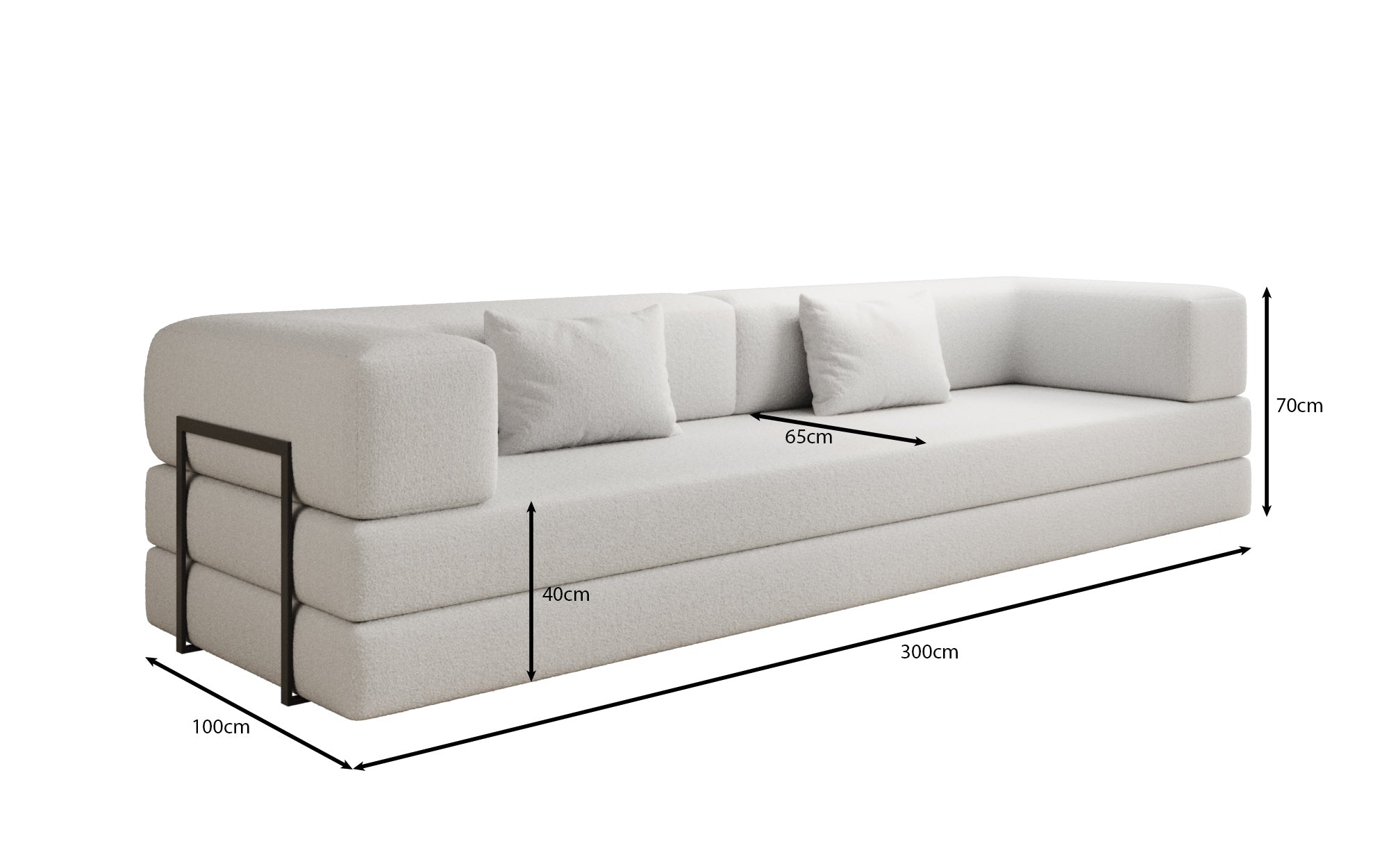 Sofa designerskie Lazy 3-osobowe XXL w bouclé