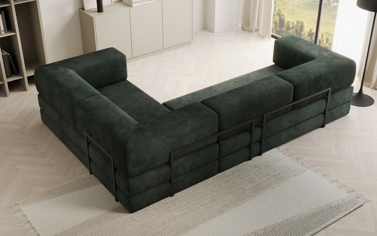 Sofa projektanta Lazy L obita materiałem Cord