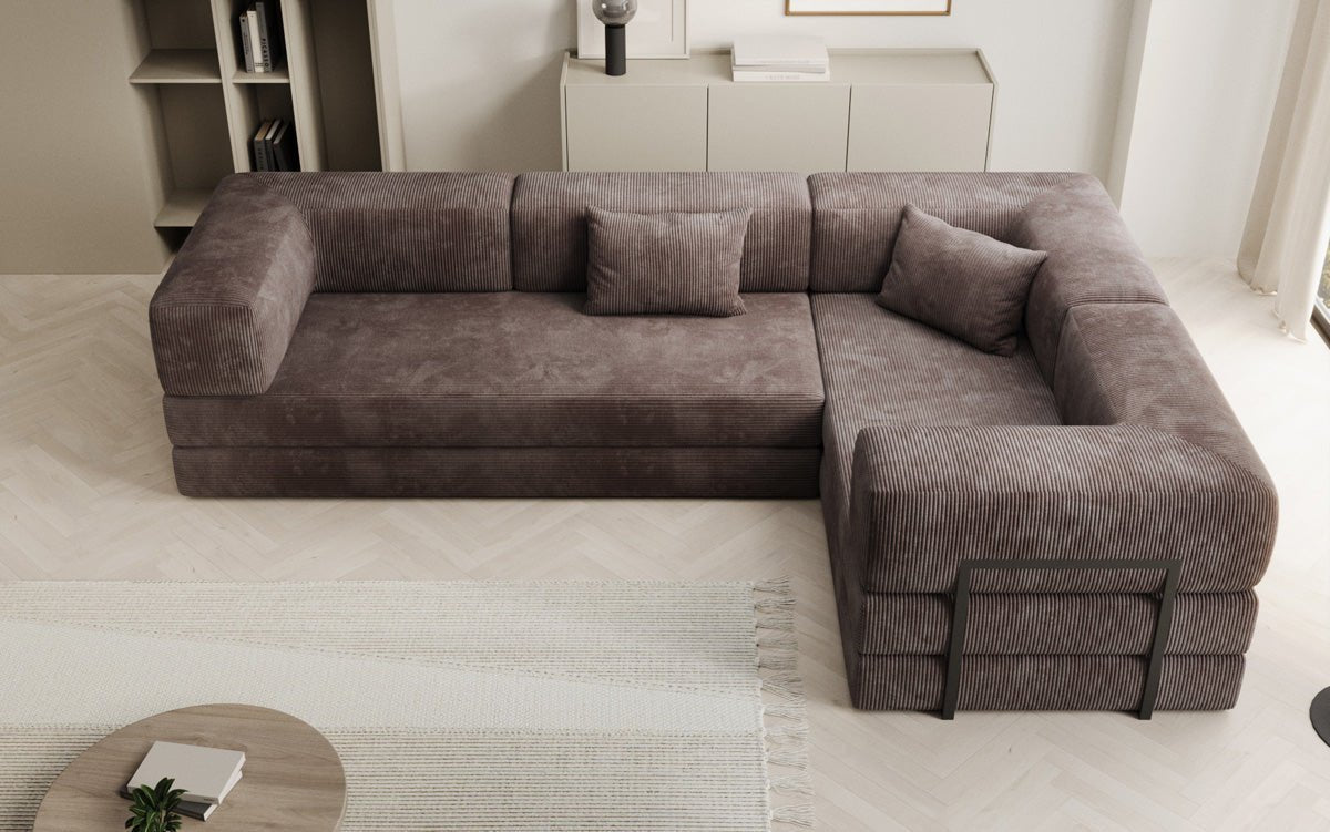 Sofa projektanta Lazy L obita materiałem Cord