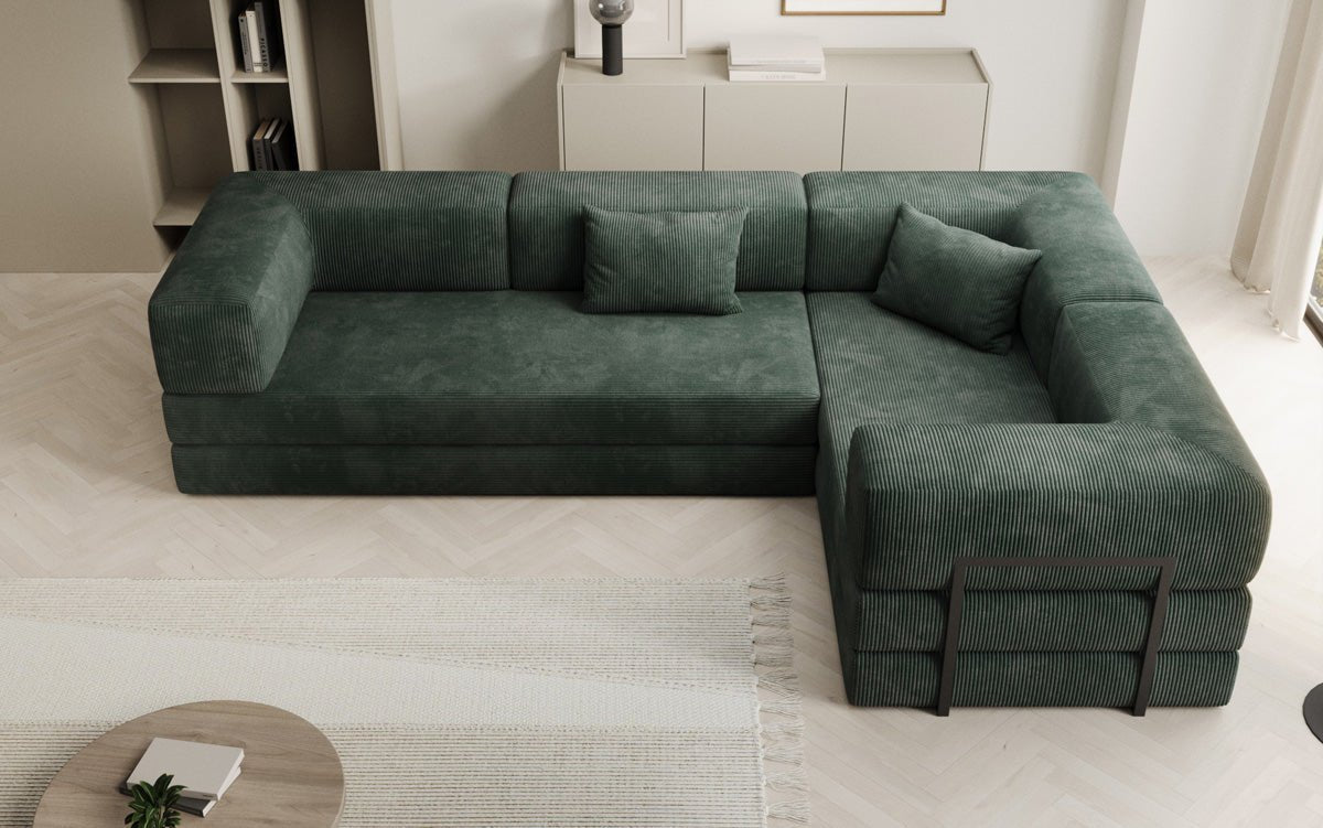 Sofa projektanta Lazy L obita materiałem Cord