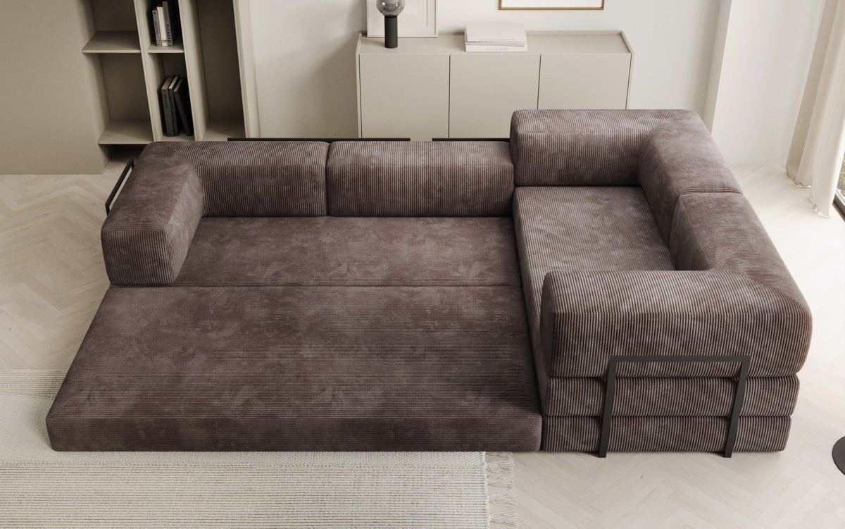 Sofa projektanta Lazy L obita materiałem Cord