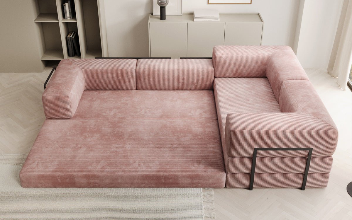 Sofa projektanta Lazy L obita materiałem Cord
