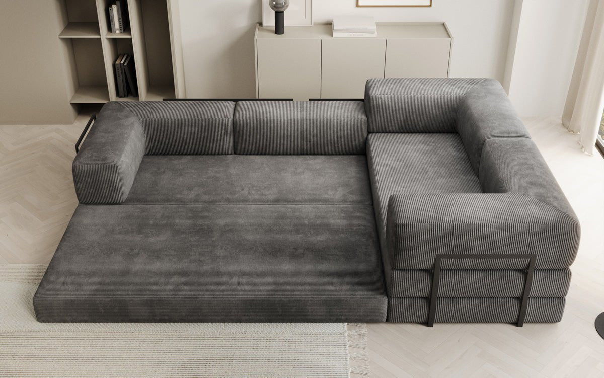 Sofa projektanta Lazy L obita materiałem Cord