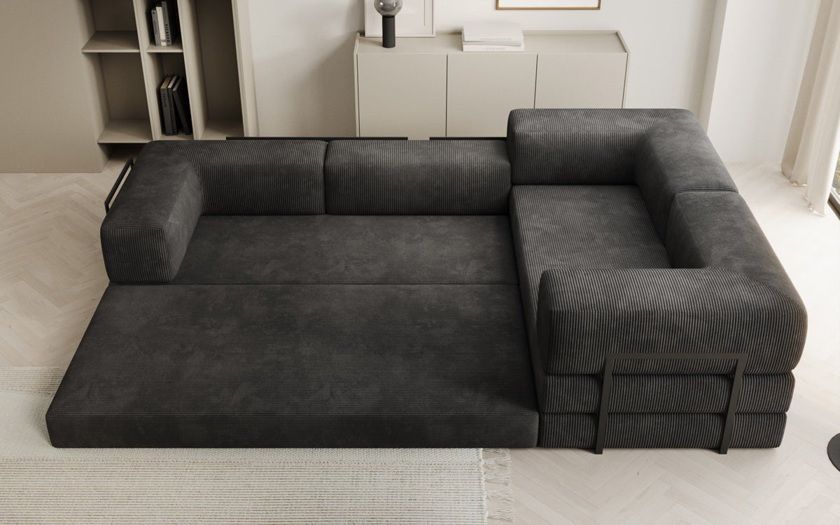 Sofa projektanta Lazy L obita materiałem Cord