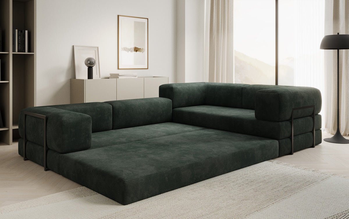 Sofa projektanta Lazy L obita materiałem Cord