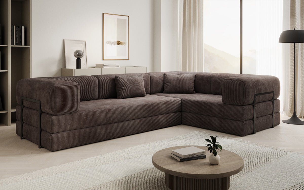 Sofa projektanta Lazy L obita materiałem Cord