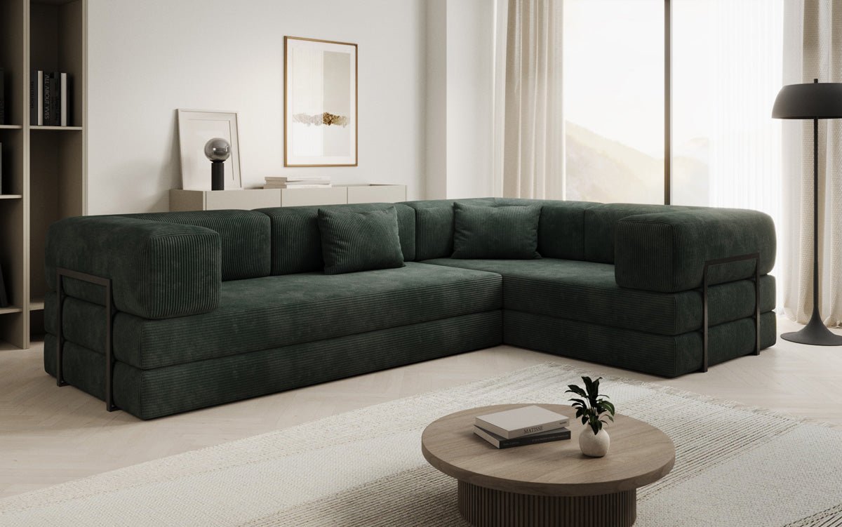 Sofa projektanta Lazy L obita materiałem Cord