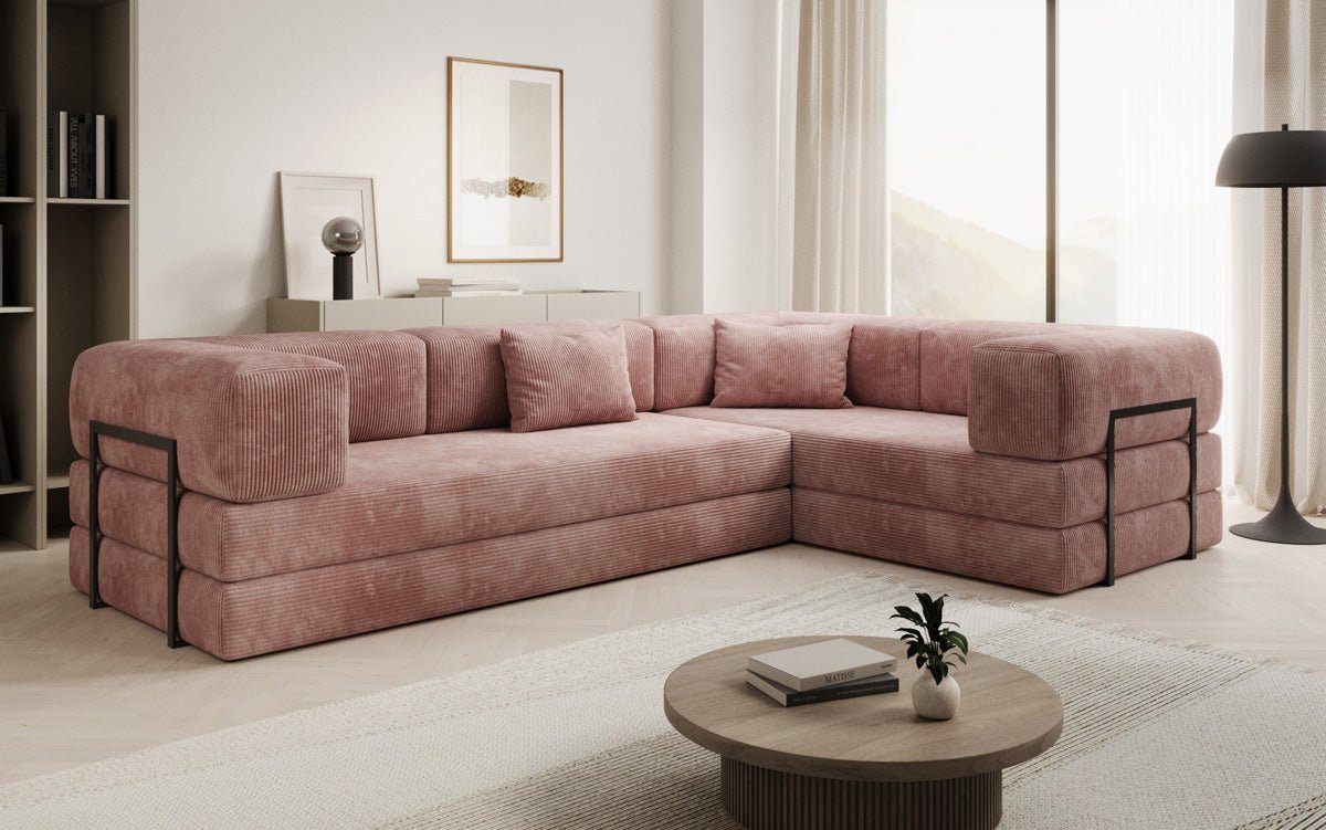 Sofa projektanta Lazy L obita materiałem Cord