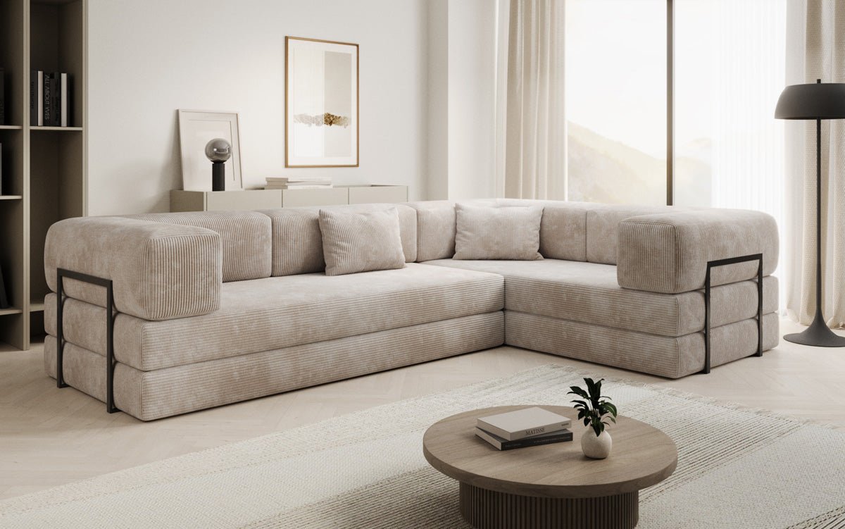 Sofa projektanta Lazy L obita materiałem Cord