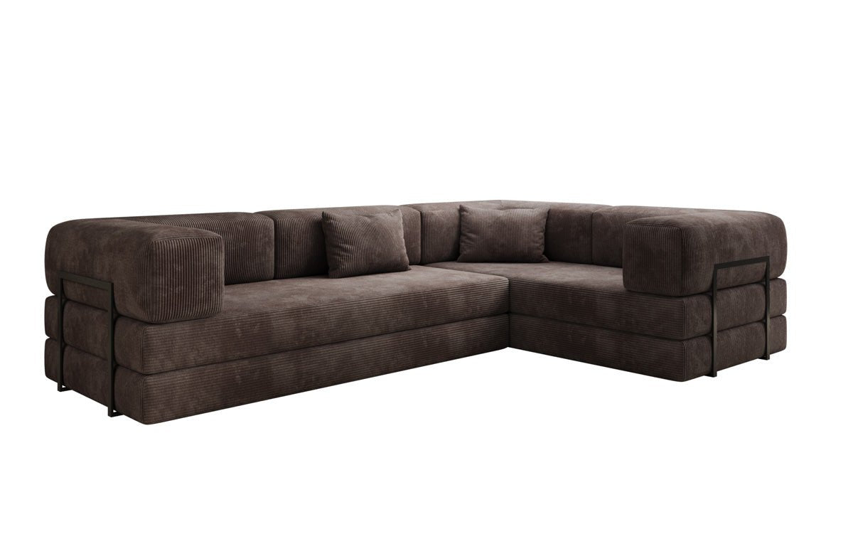 Sofa projektanta Lazy L obita materiałem Cord