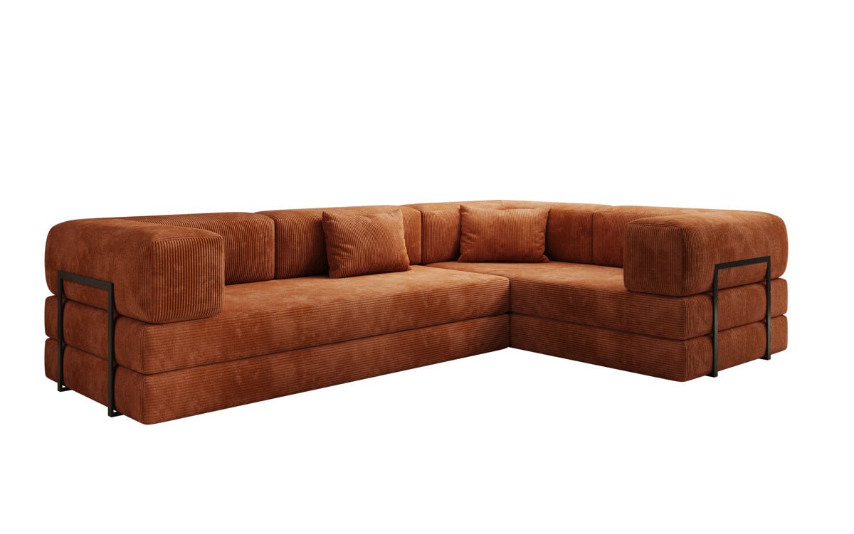 Sofa projektanta Lazy L obita materiałem Cord