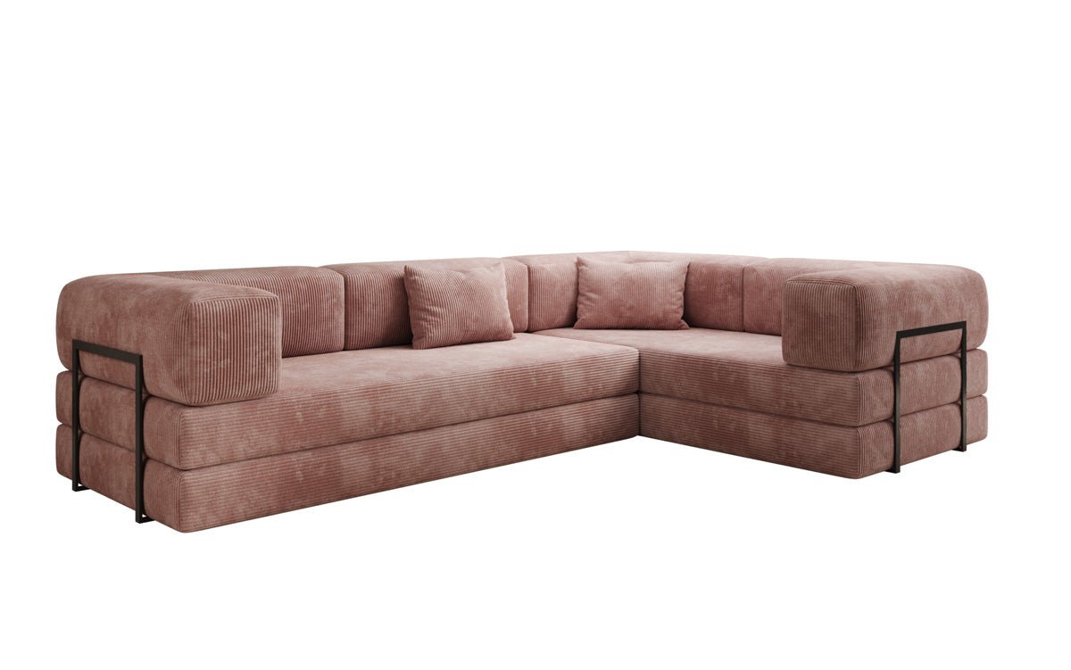 Sofa projektanta Lazy L obita materiałem Cord