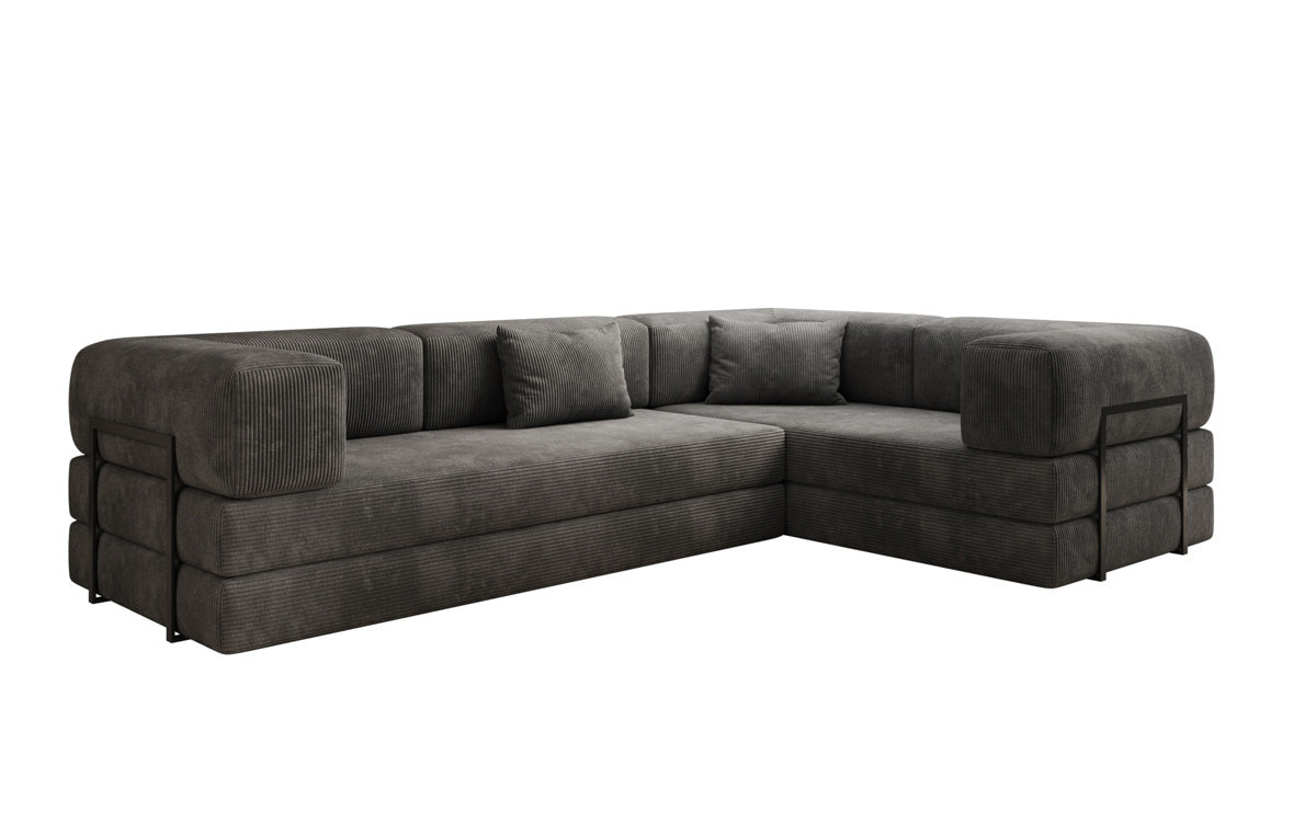 Sofa projektanta Lazy L obita materiałem Cord