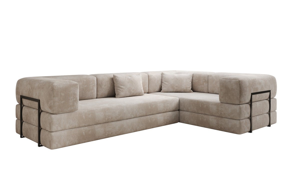 Sofa projektanta Lazy L obita materiałem Cord