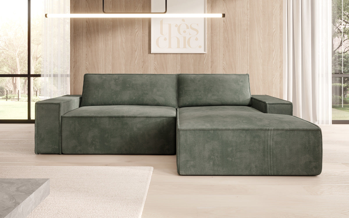 Sofa designerskie Corino w kordzie z funkcją spania i składania