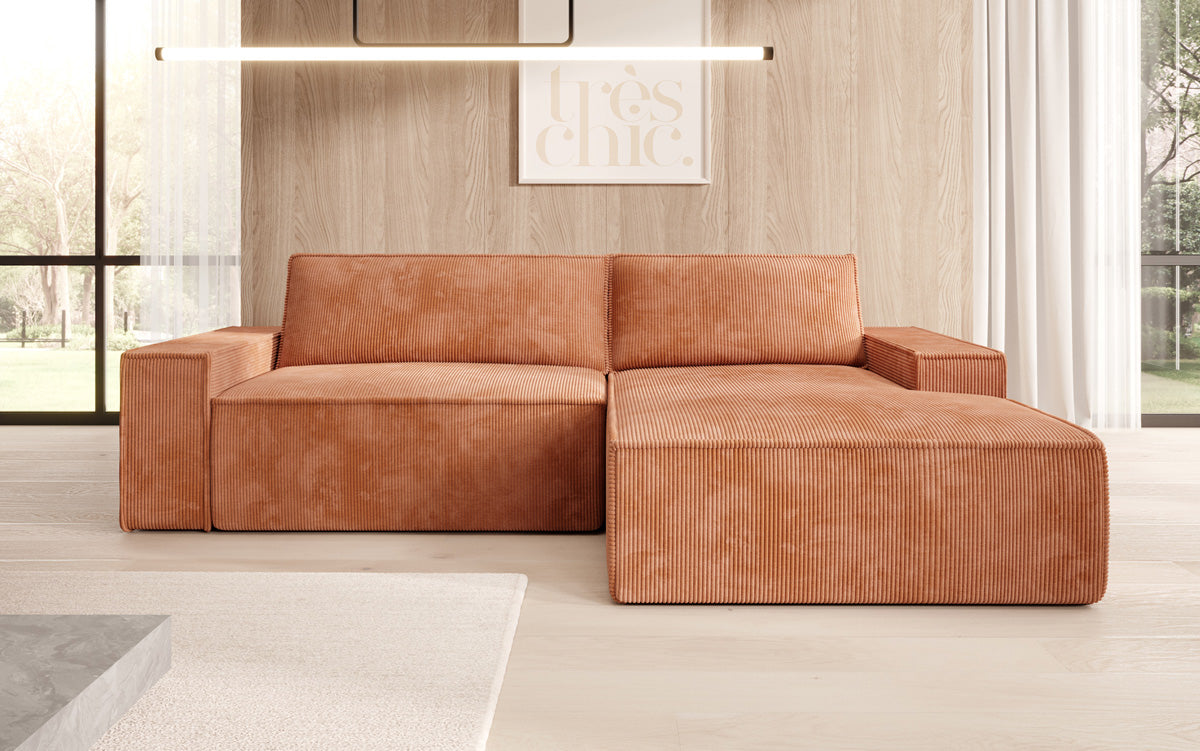 Sofa designerskie Corino w kordzie z funkcją spania i składania