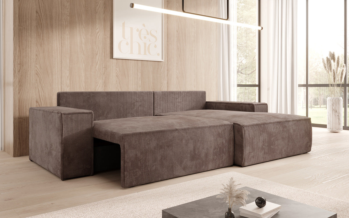 Sofa designerskie Corino w kordzie z funkcją spania i składania