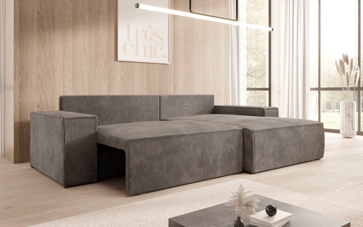 Sofa designerskie Corino w kordzie z funkcją spania i składania