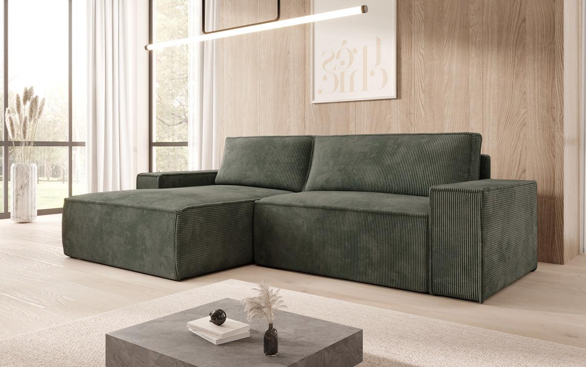 Sofa designerskie Corino w kordzie z funkcją spania i składania