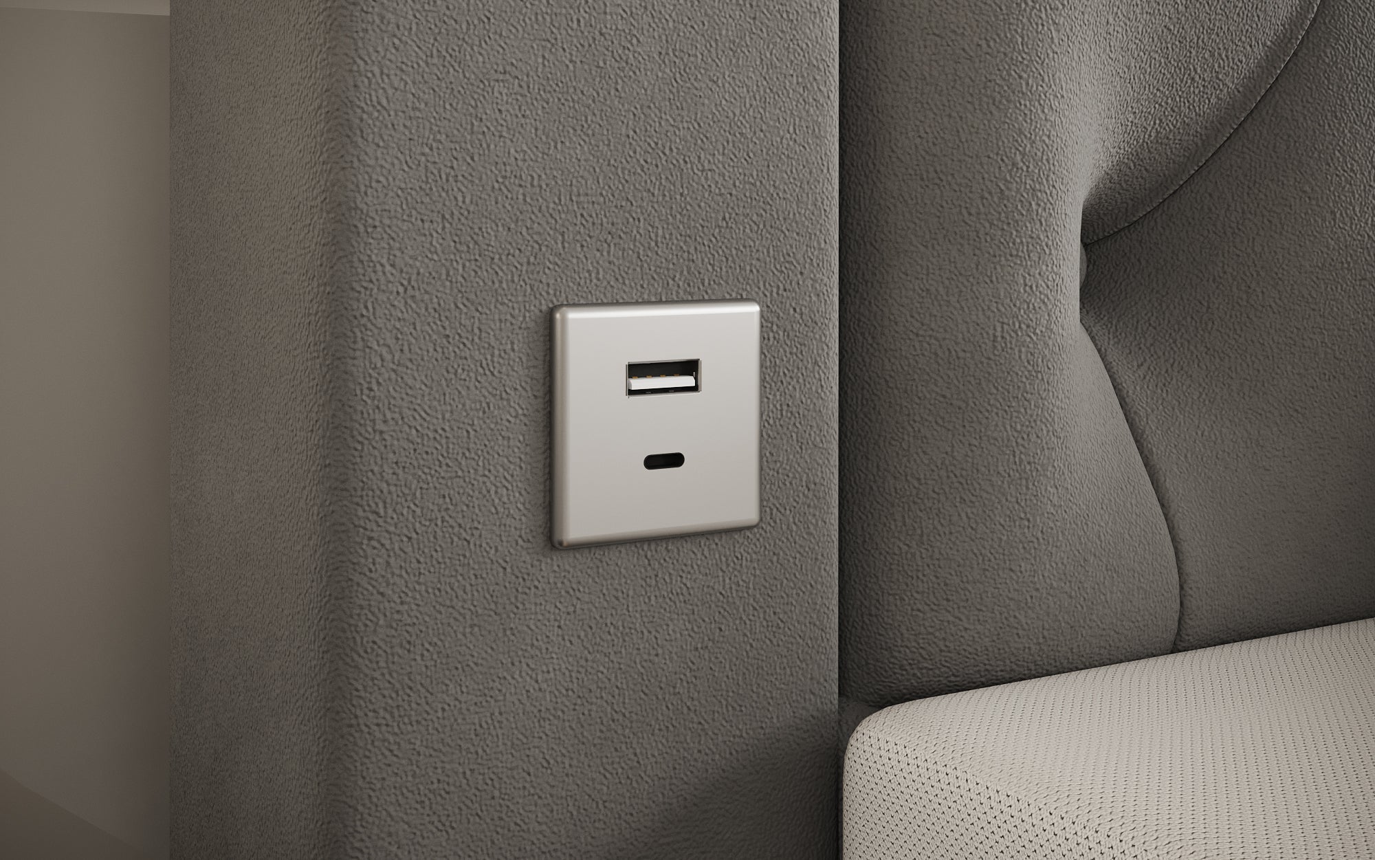 Łóżko kontynentalne Relax z LED, miejscem do przechowywania i USB/C