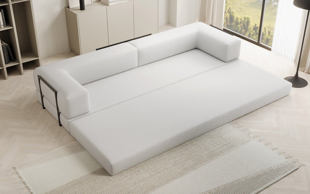 Sofa designerskie Lazy 3-osobowe XXL w bouclé