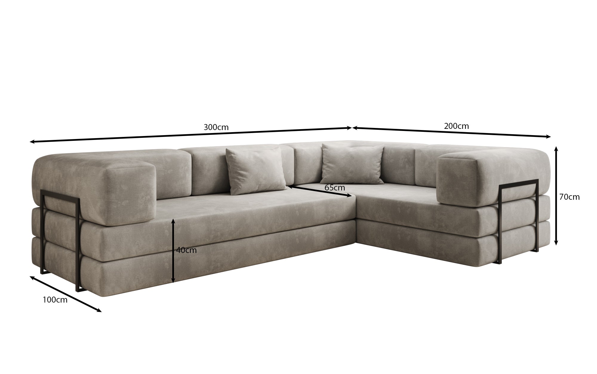 Designer Sofa Lazy L closed in Samt