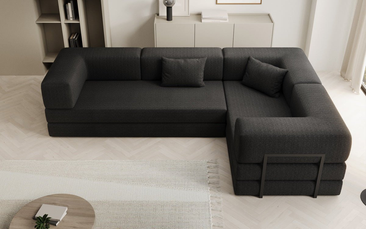 Sofa projektanta Lazy L obita tkaniną Bouclé