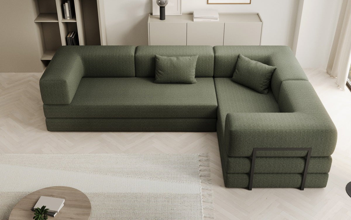 Sofa projektanta Lazy L obita tkaniną Bouclé