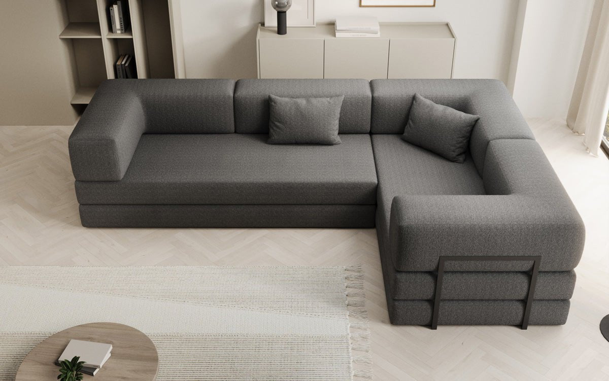 Sofa projektanta Lazy L obita tkaniną Bouclé