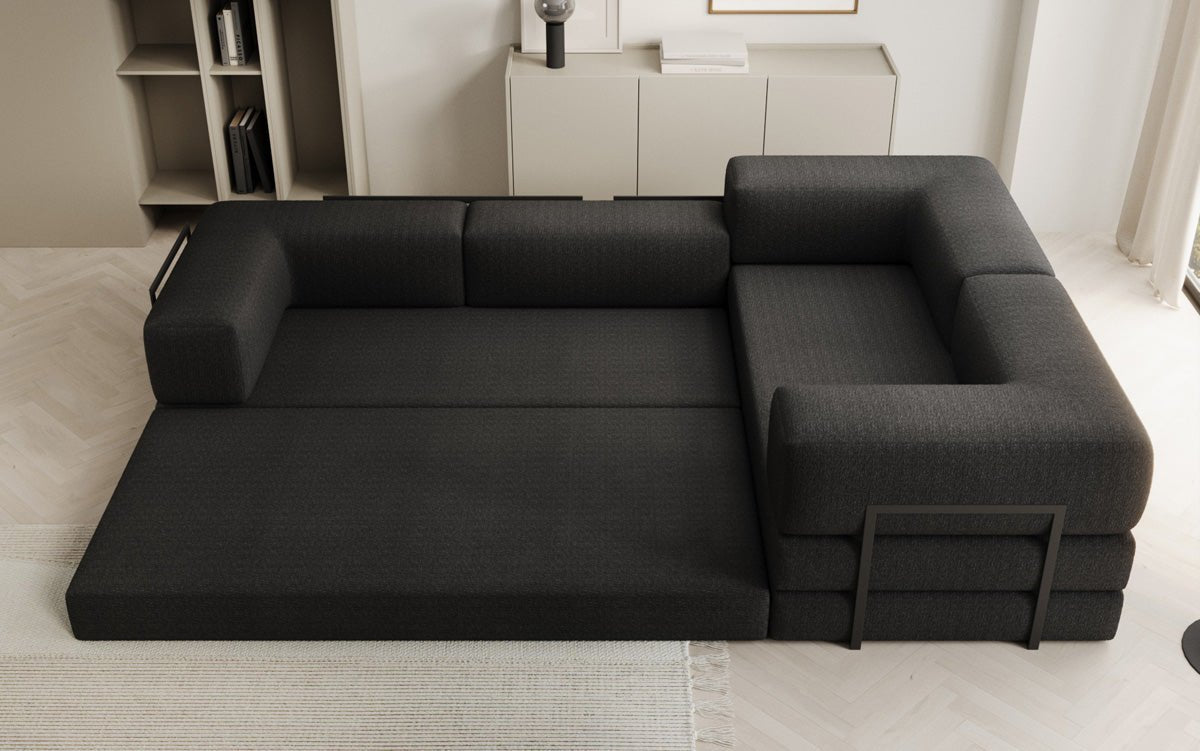 Sofa projektanta Lazy L obita tkaniną Bouclé