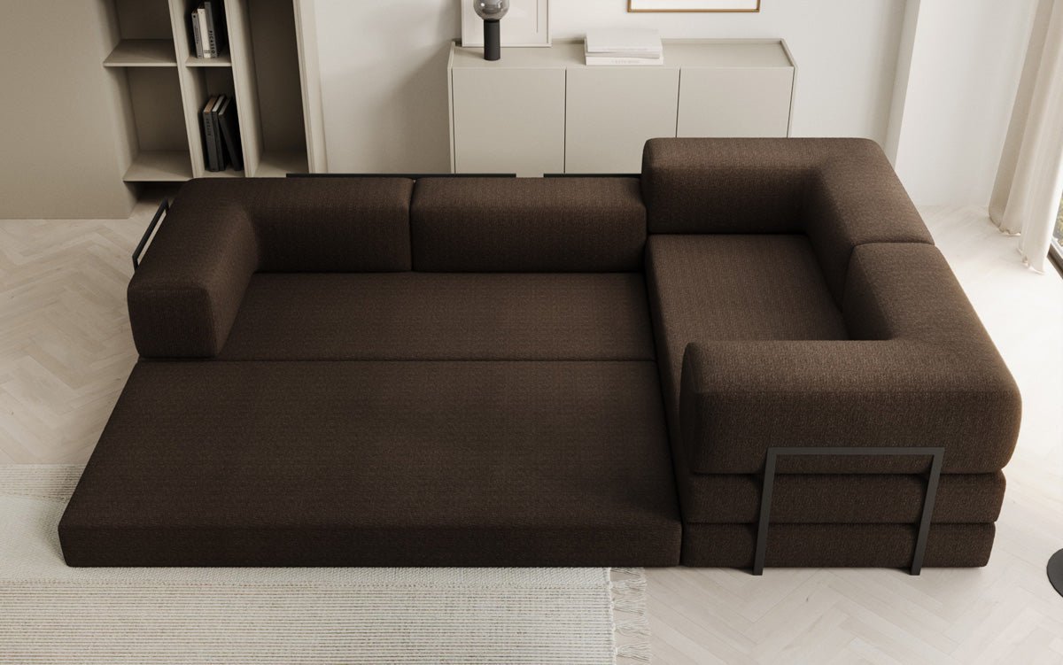 Sofa projektanta Lazy L obita tkaniną Bouclé