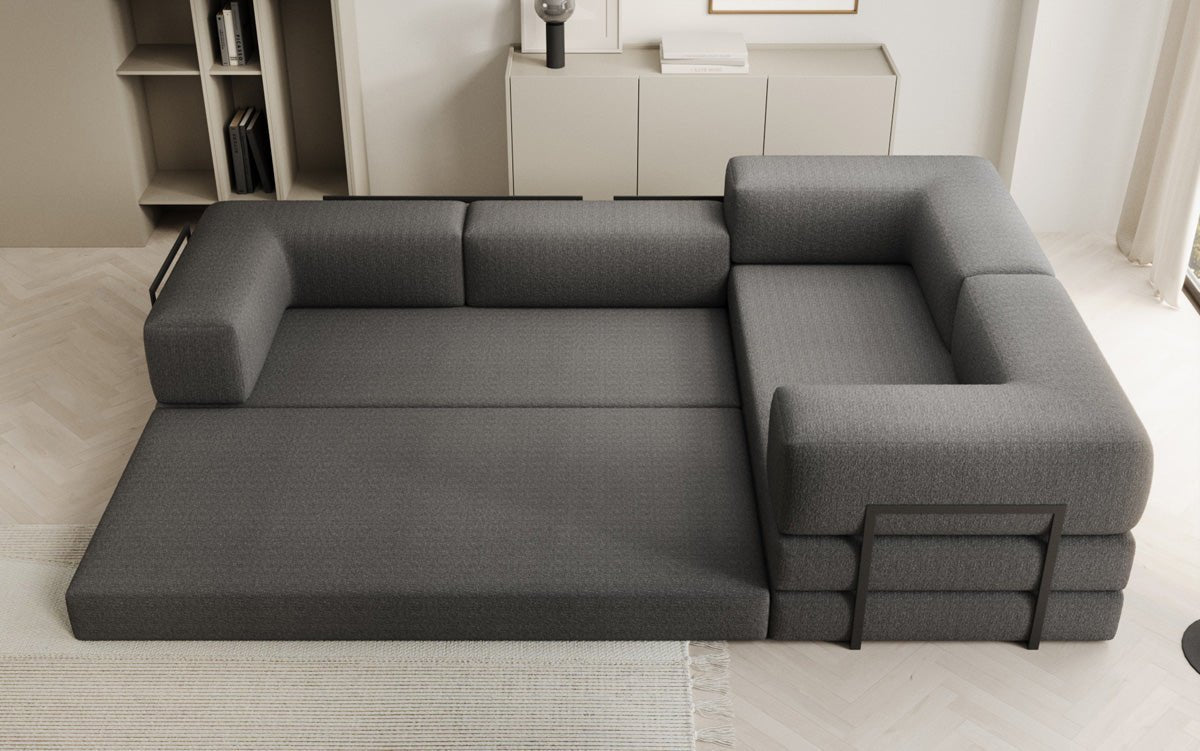 Sofa projektanta Lazy L obita tkaniną Bouclé