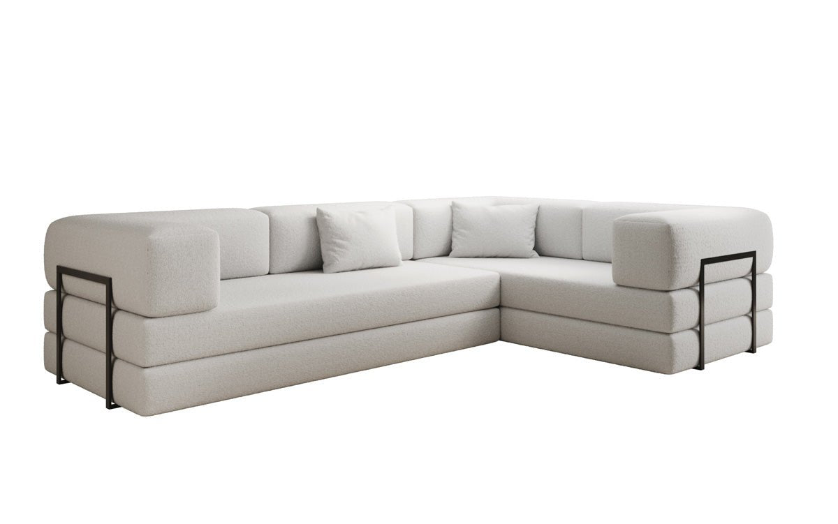 Sofa projektanta Lazy L obita tkaniną Bouclé