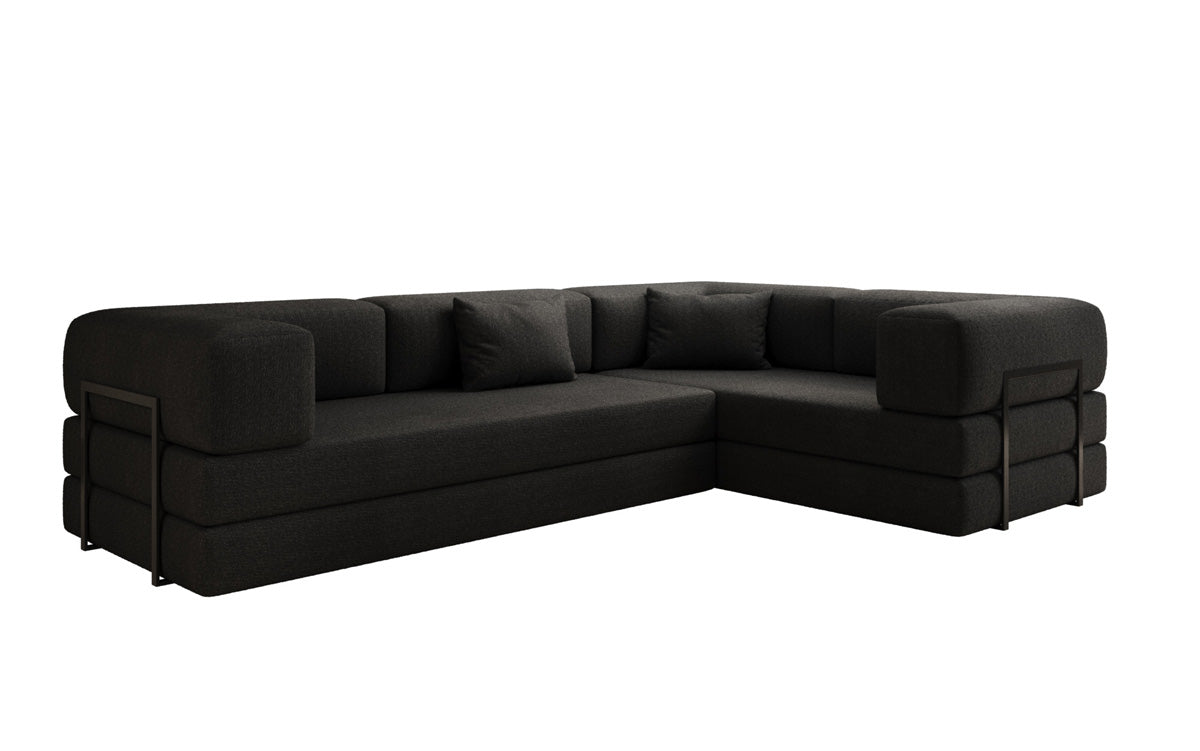 Sofa projektanta Lazy L obita tkaniną Bouclé