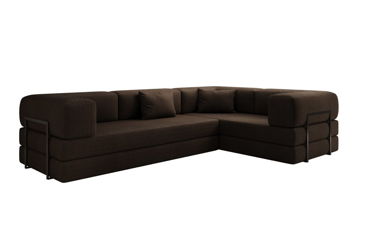 Sofa projektanta Lazy L obita tkaniną Bouclé