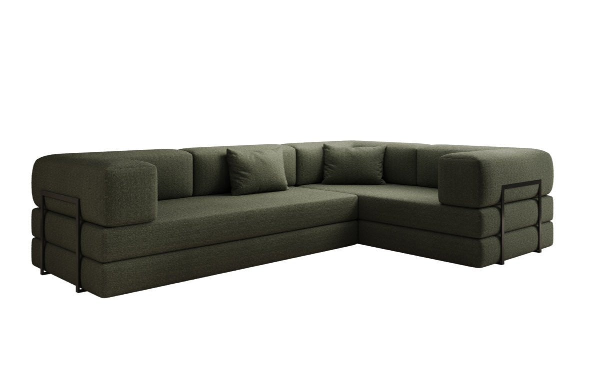 Sofa projektanta Lazy L obita tkaniną Bouclé