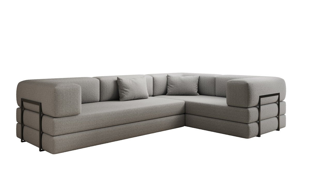 Sofa projektanta Lazy L obita tkaniną Bouclé