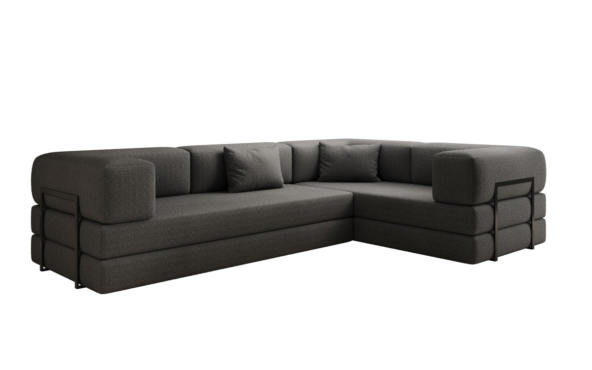 Sofa projektanta Lazy L obita tkaniną Bouclé