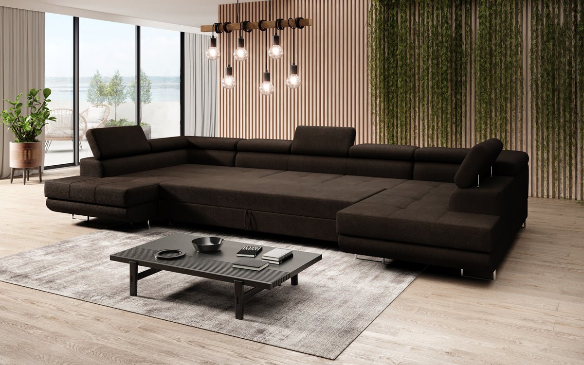 Projektowana sofa Taormina z funkcją spania i składania w bouclé