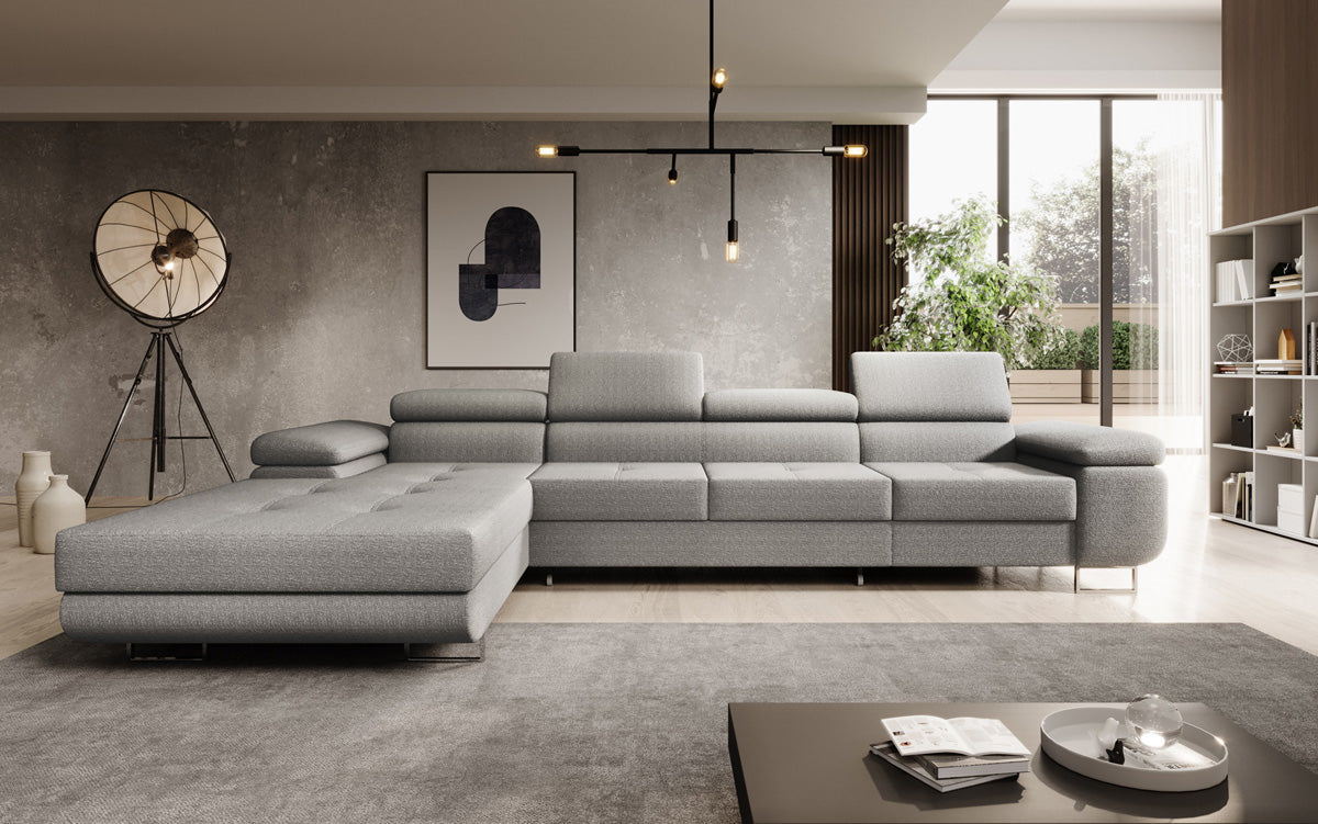 Projektowana sofa Calvera Maxi z funkcją spania i składania w bouclé