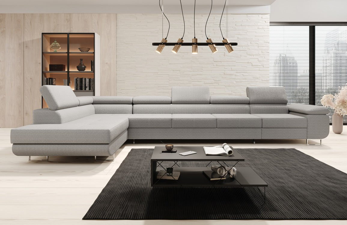 Projektowana sofa Maxi z funkcją spania i składania w bouclé