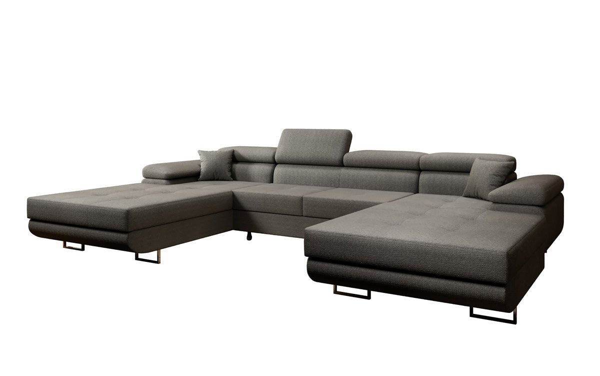 Designer Sofa Calvera U mit Schlaf- und Klappfunktion in Bouclé