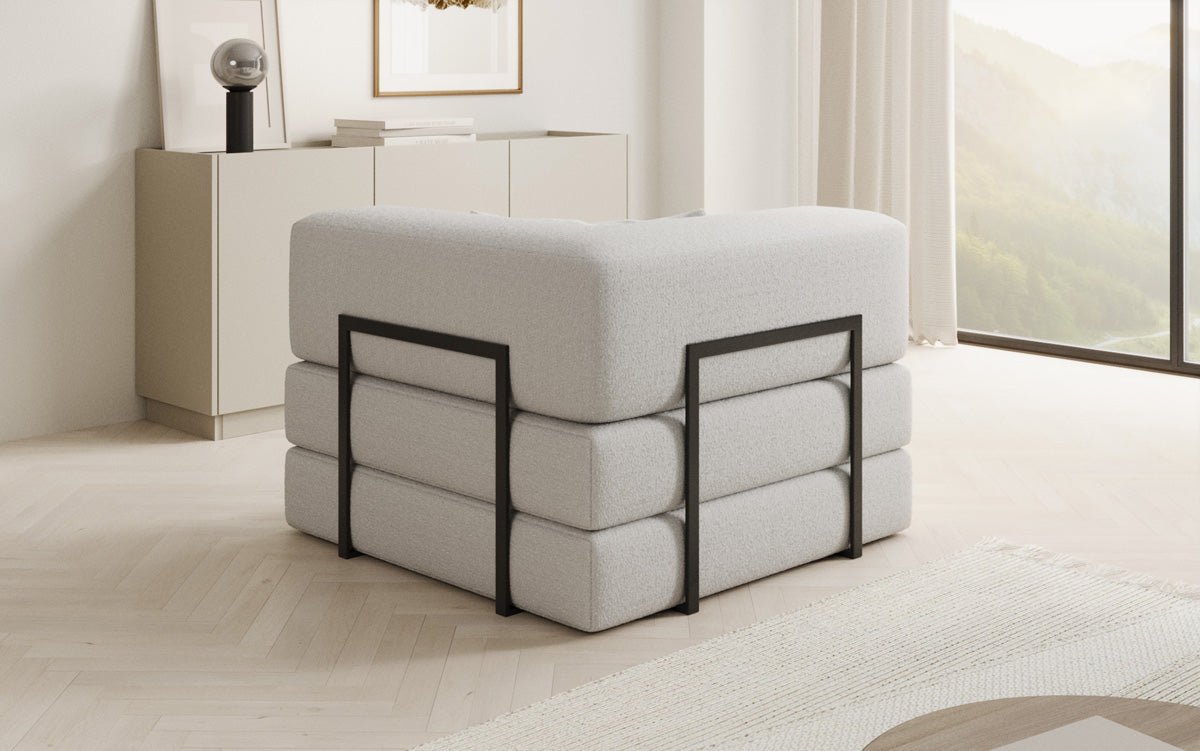 Projektowany fotel sofa Lazy w bouclé