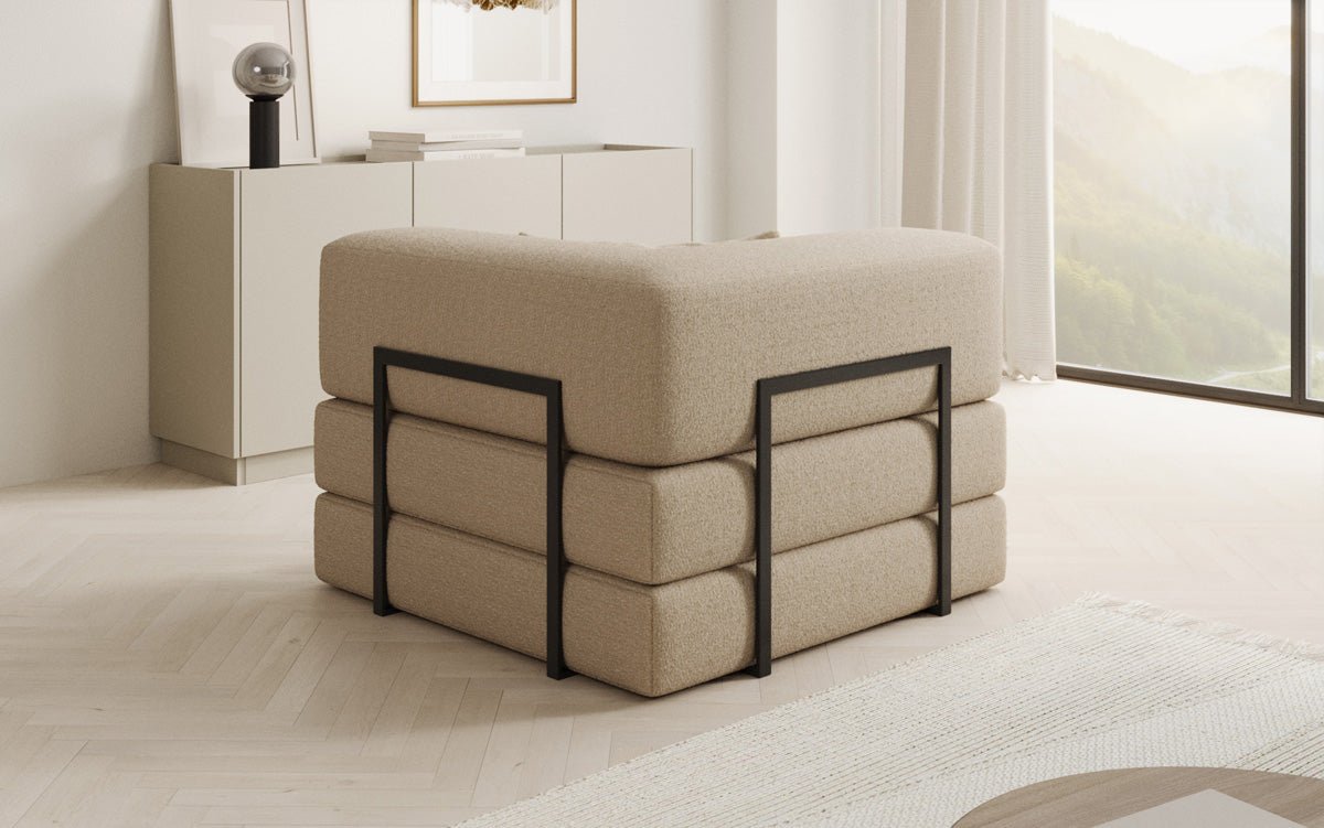Projektowany fotel sofa Lazy w bouclé