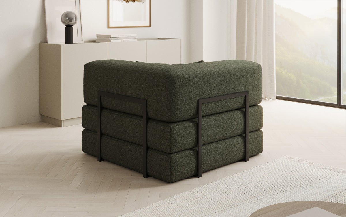 Projektowany fotel sofa Lazy w bouclé