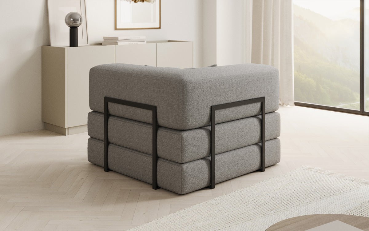 Projektowany fotel sofa Lazy w bouclé