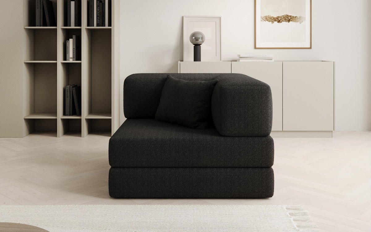 Projektowany fotel sofa Lazy w bouclé