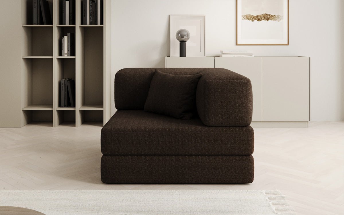 Projektowany fotel sofa Lazy w bouclé